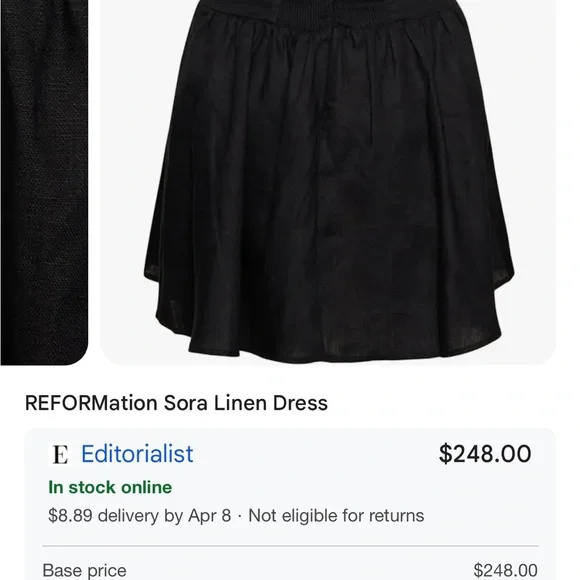 Reformation Black Linen Dress NWT - Picture 4 of 9